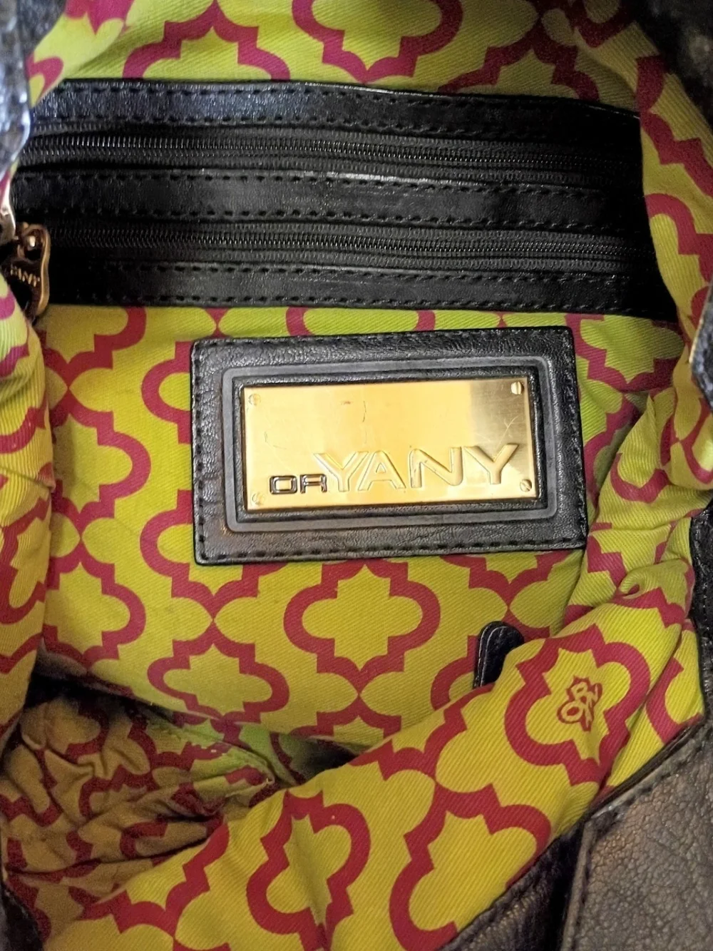 orYANY Gwen Black Distressed Pebbled Leather Convertible Bag